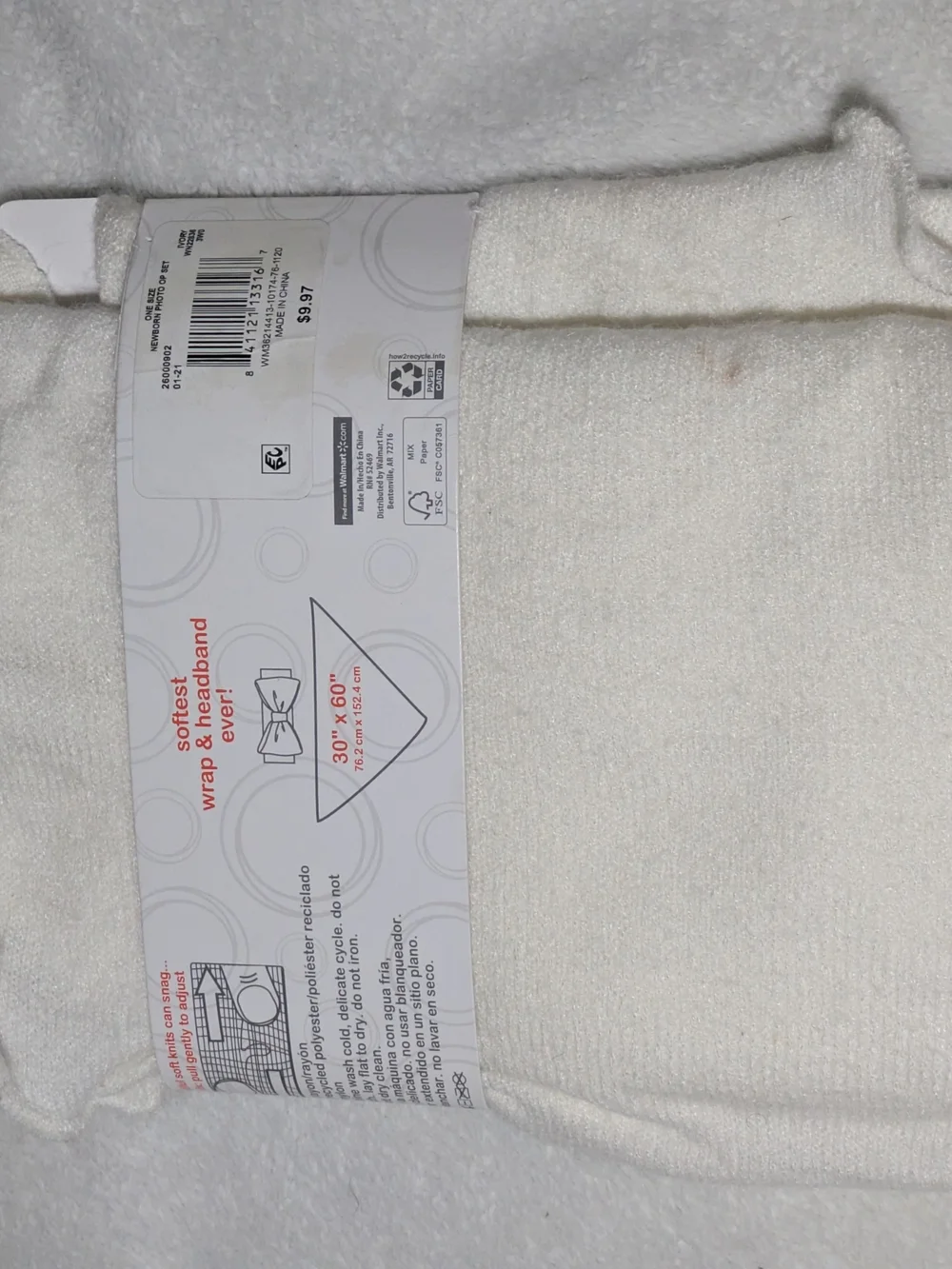 NWT Wonder Nation Baby Girl Swaddle Wrap Bow Headband Set White